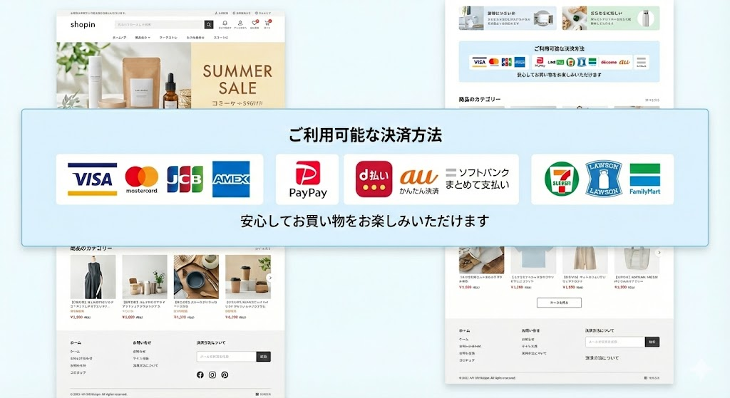 利用可能な決済方法を載せる