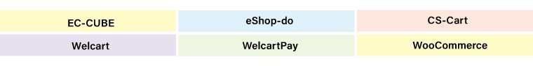対象ECカート、・EC-CUBE・eShop-do・CS-Cart・Welcart・WelcartPay・WooCommerce